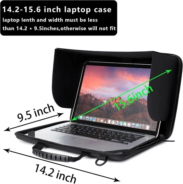 Alt view image 8 of 12 - 14.2-15.6 Inch Laptop Sun Shade Bag Chromebook Protective Sleeve Shoulder Bag with Foldable Sun Hood for Working Outside, Hard Shell Case (Patent Pending)
