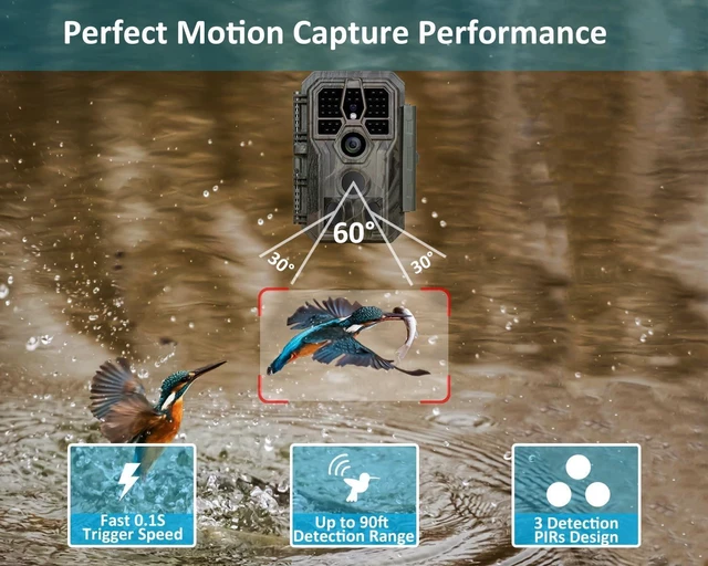 Alt view image 13 of 14 - GardePro E5S 2-Pack Trail Camera (Non-Cellular, Non-WiFi), 64MP Photo & 1296P HD Video, 0.1s Trigger, 100ft No-Glow Night Vision, Motion Activated Wildlife Camera