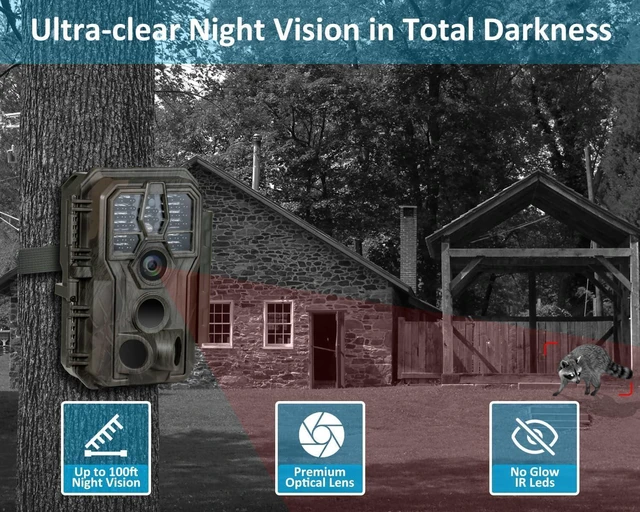 Alt view image 12 of 14 - GardePro E5S 2-Pack Trail Camera (Non-Cellular, Non-WiFi), 64MP Photo & 1296P HD Video, 0.1s Trigger, 100ft No-Glow Night Vision, Motion Activated Wildlife Camera