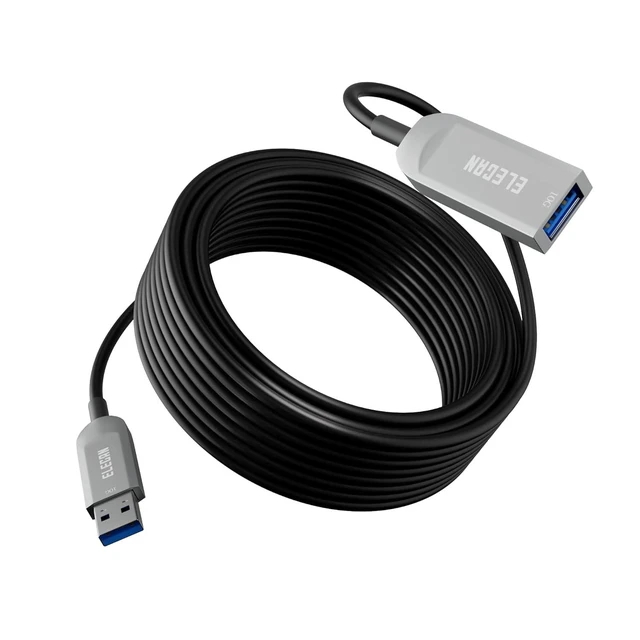 Alt view image 7 of 12 - Elecan Active Optical USB 3.0 Extension Cable 100 FT Fiber Optic Type A Male to Female USB Extension Cord USB Extender 5Gbps Data Transfer for Webcam,Gamera, USB Hub, Keyboard, Hard Drive, Printer