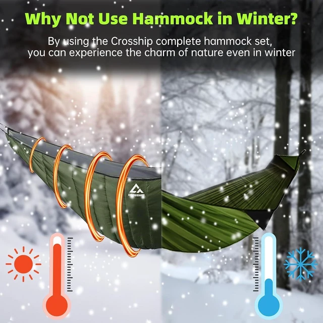Alt view image 11 of 14 - Camping Hammock with Mosquito Net, Underquilt & Rain Fly Tarp 2 Person Portable Backpacking Hammock Set for Hiking, Backpacking, Travel, Backyard, Beach Holds Up to 500lbs (Green)