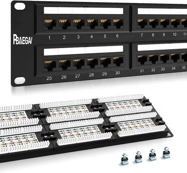 Alt view image 8 of 14 - Patch Panel 48 Port Cat6EC Listed 2U Network Patch Panel Rackmount Punch Down19 inch RJ45 for 10 Gigabit Network,110 or Krone Impact Tools Compatible Without Cable Management(Cat6)