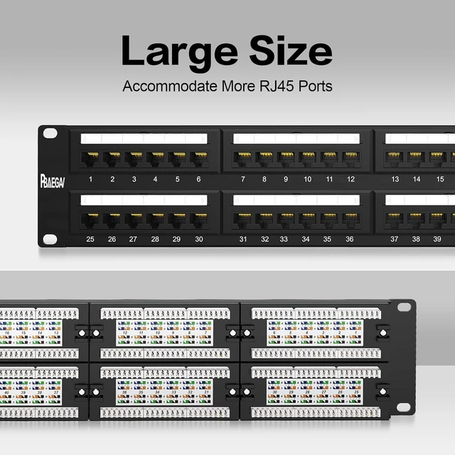 Alt view image 10 of 14 - Patch Panel 48 Port Cat6EC Listed 2U Network Patch Panel Rackmount Punch Down19 inch RJ45 for 10 Gigabit Network,110 or Krone Impact Tools Compatible Without Cable Management(Cat6)
