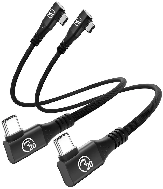 Alt view image 6 of 10 - Right Angle USB C 3.2 Gen 2x2 Cable 1FT 2Pack, Flexible Double 90 Degree USBC to USBC Data Cable 20Gbps 240W PD, 5K/4K Video Type-C Monitor Cord, for iPhone 17 Air Pro Max/16, MacBook, Dock, SSD