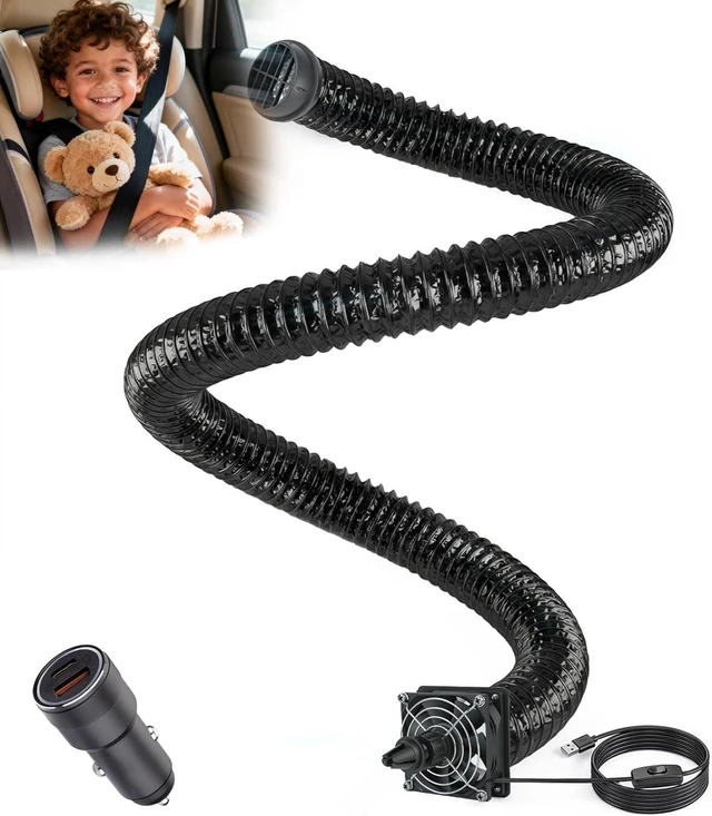 Alt view image 8 of 14 - Car AC Vent Extender with USB Airflow Fan - Extendable Air Vent Hose for Backseat, Rear Seat AC Cooling Solution for Baby, Kids & Pets