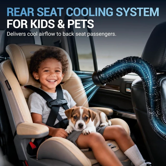 Alt view image 9 of 14 - Car AC Vent Extender with USB Airflow Fan - Extendable Air Vent Hose for Backseat, Rear Seat AC Cooling Solution for Baby, Kids & Pets