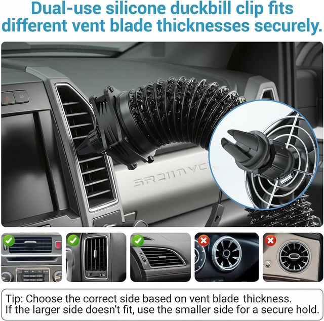 Alt view image 10 of 14 - Car AC Vent Extender with USB Airflow Fan - Extendable Air Vent Hose for Backseat, Rear Seat AC Cooling Solution for Baby, Kids & Pets