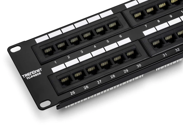 Alt view image 6 of 10 - TRENDnet 48-Port Cat6 Unshielded Patch Panel, Wallmount or Rackmount, Compatible with Cat3,4,5,5e,6 Cabling, for Ethernet, Fast Ethernet, Gigabit Applications, Black, TC-P48C6