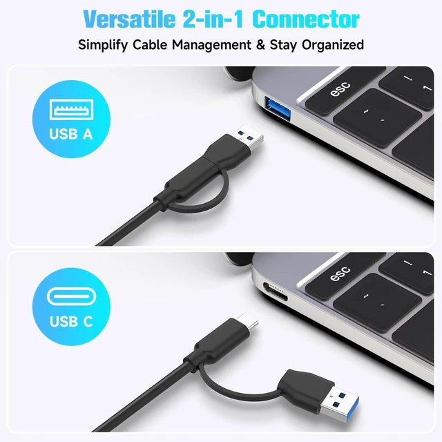 Alt view image 9 of 10 - RSHTECH USB 3.2/USB C Switch 10Gbps 2 Computers Share 4 USB 3.2 Ports(2 USB-A 2 USB-C), USB Switcher Selector with 2 Cables and Controller for PC Laptop Keyboard Mouse