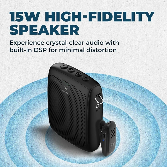 Alt view image 9 of 14 - WinBridge Wireless Voice Amplifier with Bluetooth Lavalier Lapel Microphone for Teachers,Portable Speaker and Wireless Clip On Microphone System, Mini Megaphone Speaker Mic Set 15W 2600mAh WB005