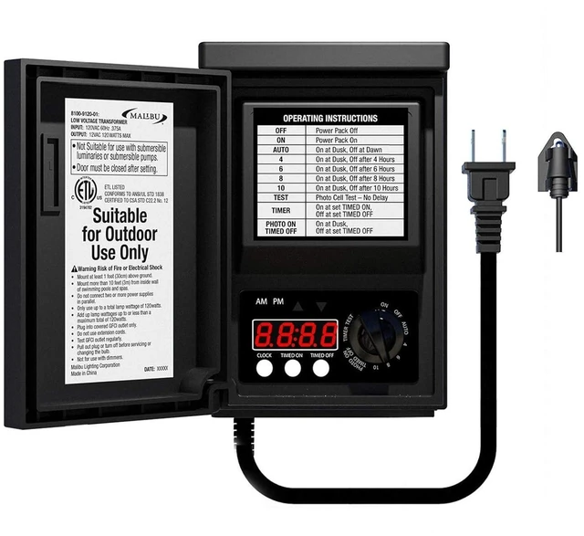 Alt view image 8 of 14 - 120 Watt Power Pack with Sensor and Weather Shield for Low Voltage Landscape Lighting Spotlight Outdoor Transformer 120V Input 12V Output 8100-9120-01