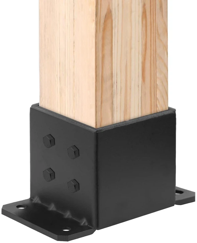 Alt view image 8 of 10 - 2 PCS 6x6 Post Base, Heavy Duty Steel Fence Post Base, Anchor Deck Supports Porch Railing Holders, Inner Size 5-1/2" for 6x6 Nominal Lumber, Thickness 5/32"(8 Gauge)