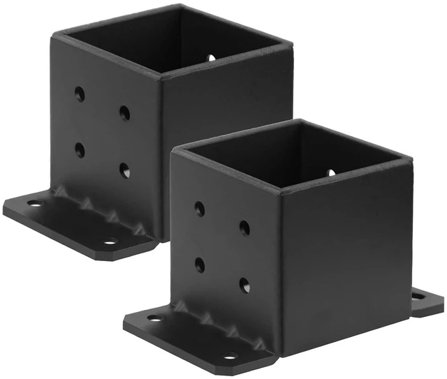 Alt view image 9 of 10 - 2 PCS 6x6 Post Base, Heavy Duty Steel Fence Post Base, Anchor Deck Supports Porch Railing Holders, Inner Size 5-1/2" for 6x6 Nominal Lumber, Thickness 5/32"(8 Gauge)