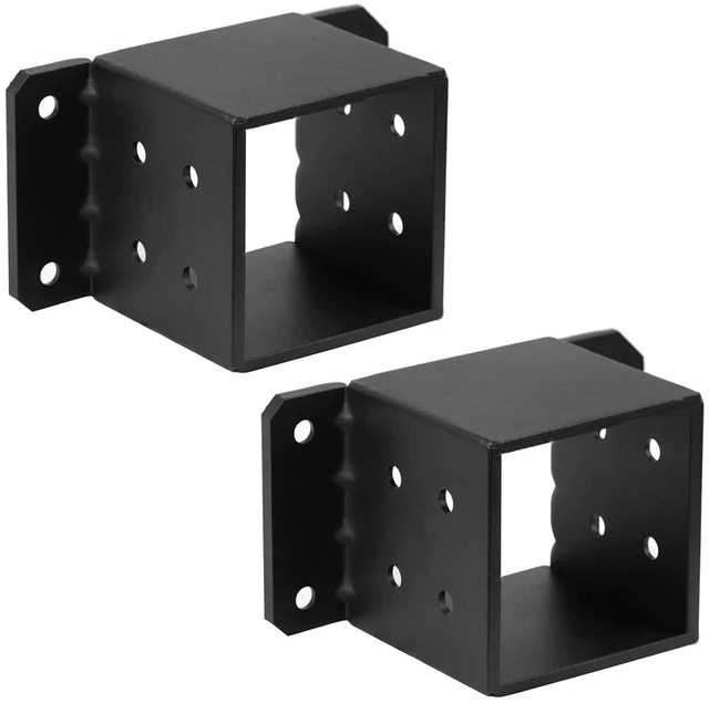 Alt view image 10 of 10 - 2 PCS 6x6 Post Base, Heavy Duty Steel Fence Post Base, Anchor Deck Supports Porch Railing Holders, Inner Size 5-1/2" for 6x6 Nominal Lumber, Thickness 5/32"(8 Gauge)