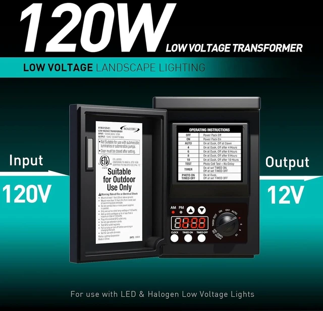 Alt view image 13 of 14 - 120 Watt Power Pack with Sensor and Weather Shield for Low Voltage Landscape Lighting Spotlight Outdoor Transformer 120V Input 12V Output 8100-9120-01