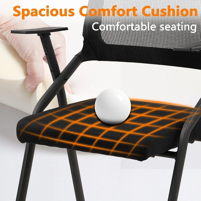 Alt view image 11 of 14 - CLATINA Ergonomic Stackable & Foldable Conference Room Chairs, Mesh Office Chair with Arms and Wheels for Office Waiting Room Meeting Black Lobby Church School Receptions and Training Black (8 pk)