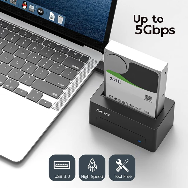 Alt view image 10 of 14 - SAS to USB 3.0 Adapter, SAS SATA Hard Drive Enclosure Reader for 2.5 3.5 Inch HDD SSD, 24TB Capacity, External Hard Drive Docking Station with 12V/2A Power, Tool Free