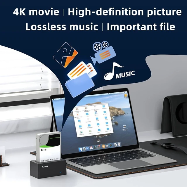 Alt view image 14 of 14 - SAS to USB 3.0 Adapter, SAS SATA Hard Drive Enclosure Reader for 2.5 3.5 Inch HDD SSD, 24TB Capacity, External Hard Drive Docking Station with 12V/2A Power, Tool Free
