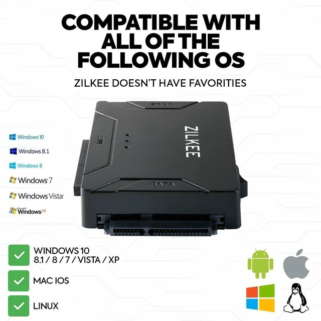 Alt view image 7 of 10 - ZILKEE SATA/IDE to USB 3.0 Hard Drive Adapter - Universal Converter for 2.5/3.5 IDE & SATA HDD/SSD, External Drive Reader with 12V Power Supply, Supports up to 6TB
