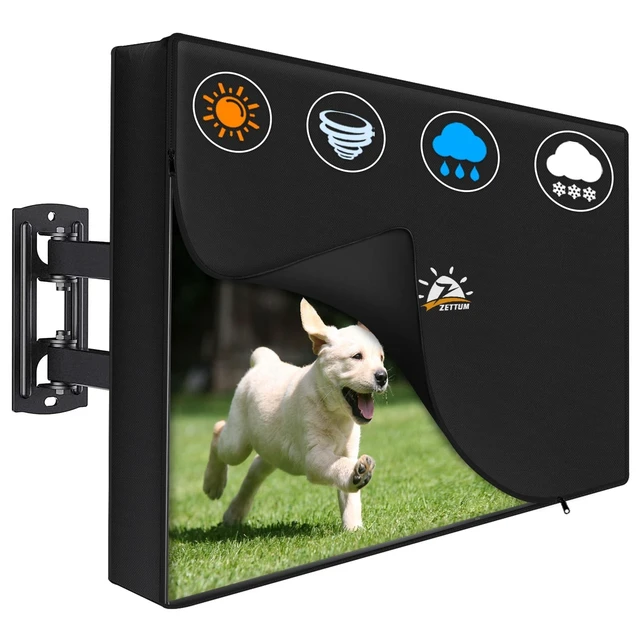 Alt view image 6 of 10 - Zettum Outdoor TV Cover 75 Inch 600D Waterproof Weatherproof TV Protector with Zipper for 7075 Inch Flat Screen TVs, Heavy Duty Enclosure for Outside Use