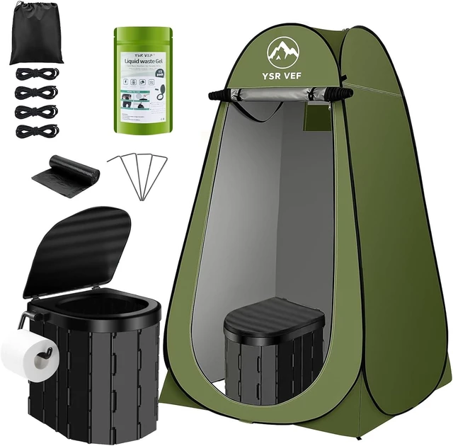 Alt view image 8 of 14 - Portable Toilet Kit, Camping Toilet with Pop-Up Privacy Tent and Poo Gel Toilet Bags, Washable Portable Outdoor Showers Changing Rooms
