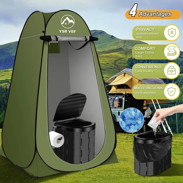 Alt view image 9 of 14 - Portable Toilet Kit, Camping Toilet with Pop-Up Privacy Tent and Poo Gel Toilet Bags, Washable Portable Outdoor Showers Changing Rooms