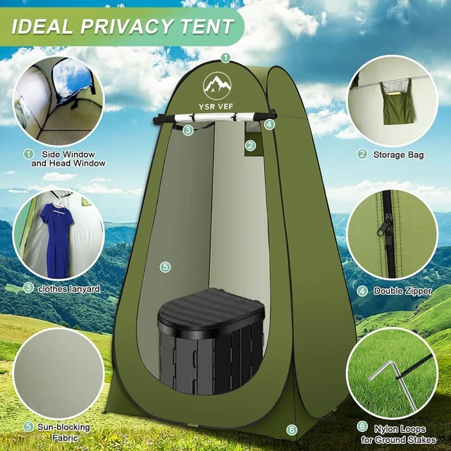 Alt view image 11 of 14 - Portable Toilet Kit, Camping Toilet with Pop-Up Privacy Tent and Poo Gel Toilet Bags, Washable Portable Outdoor Showers Changing Rooms