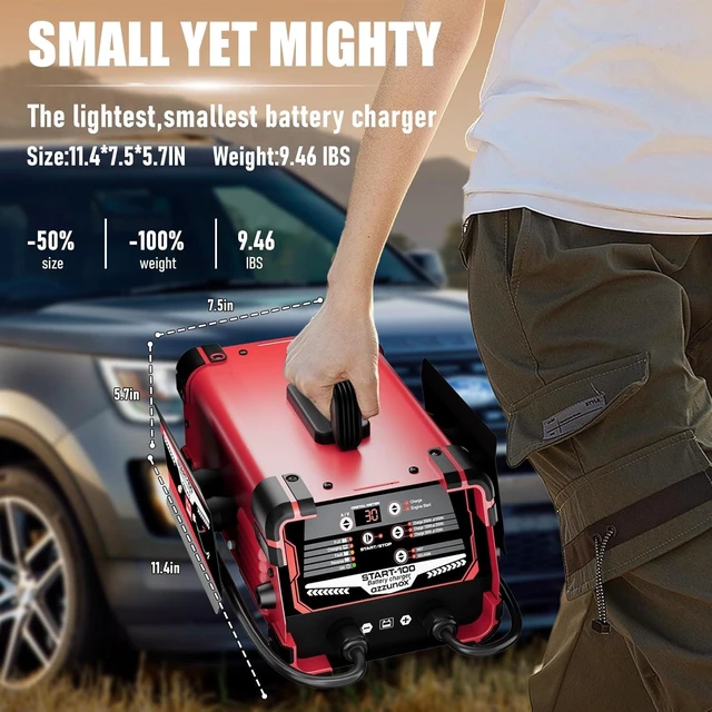 Alt view image 11 of 14 - 12V 24V Car Battery Charger & Engine Starter, 0-30A Automatic Battery Maintainer, 130 Cranking Amps, Jump Starter & Smart Trickle Charger, for Standard, AGM, Gel & Deep-Cycle Batteries