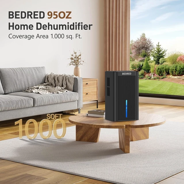 Alt view image 9 of 14 - 95OZ Dehumidifier for Home 1000 Sq.Ft - Quiet with Auto Shut Off & Relaxing 7 Color Ambient Light,Ideal for Livingroom, Bedroom, Basement(Black)