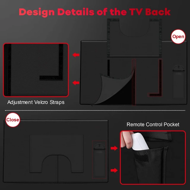 Alt view image 9 of 10 - Zettum Outdoor TV Cover 75 Inch 600D Waterproof Weatherproof TV Protector with Zipper for 7075 Inch Flat Screen TVs, Heavy Duty Enclosure for Outside Use