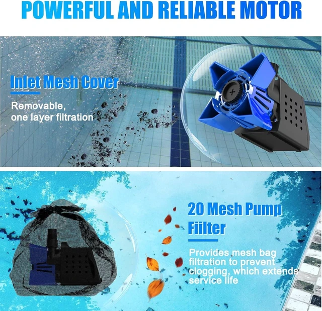 Alt view image 9 of 12 - Pond Pumps -2HP 3500GPH Pool Cover Pump with Filter Bag and 33 FT Cable, Submersible Water Pump Max Lifting Height 20 FT, Ultra Quiet Sump Pump for Pond, Waterfall, Blue