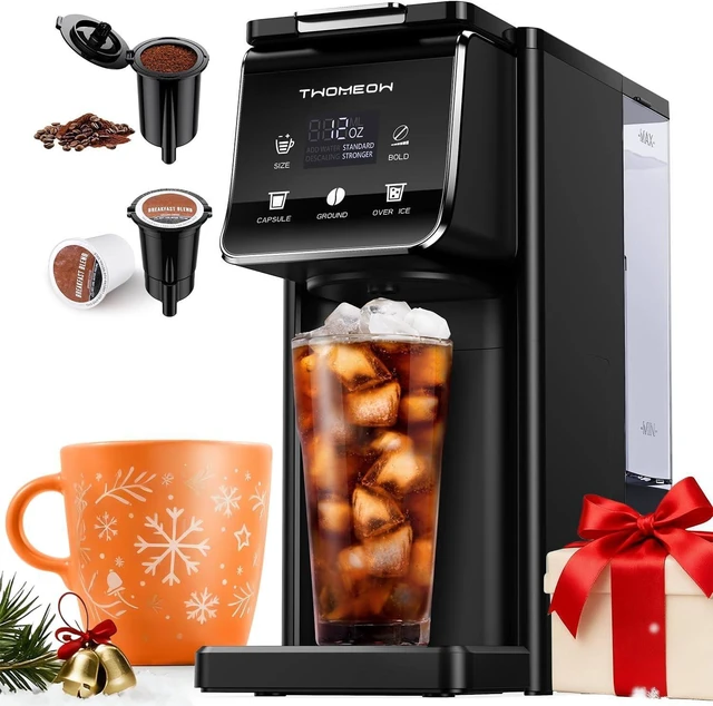 Alt view image 8 of 14 - Coffee Maker Hot & Iced With Bold Setting,Single Serve Coffee Maker For K Cup And Grounds,52 Oz Removable Water Tank,6-14 Oz Brew Sizes,One Cup Kcup Coffee Machine With Reusable Filter,(Black)