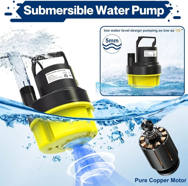 Alt view image 12 of 14 - 1/2HP Submersible Water Pump, 2200GPH Portable Sump Pump for Pool Draining, Pool Cover Pump with 25FT Power Cord for Basements, Pool, Fountains, Hot Tub, Garden, Yellow