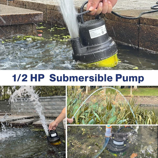 Alt view image 13 of 14 - 1/2HP Submersible Water Pump, 2200GPH Portable Sump Pump for Pool Draining, Pool Cover Pump with 25FT Power Cord for Basements, Pool, Fountains, Hot Tub, Garden, Yellow