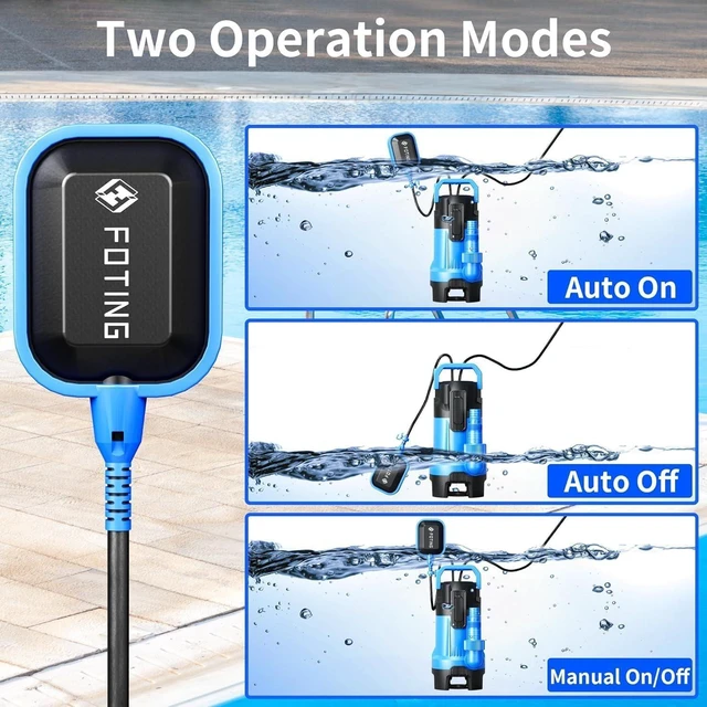 Alt view image 11 of 14 - 3/4HP Sump Pump, 4300GPH High Flow Clean&Dirty Submersible Water Pump with Float Switch, Thermoplastic Electric Portable Utility Pump for Pool Draining Hot Tub Garden Basement