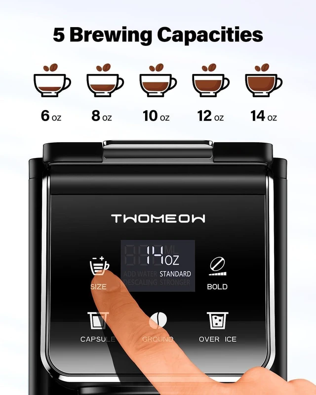 Alt view image 11 of 14 - Coffee Maker Hot & Iced With Bold Setting,Single Serve Coffee Maker For K Cup And Grounds,52 Oz Removable Water Tank,6-14 Oz Brew Sizes,One Cup Kcup Coffee Machine With Reusable Filter,(Black)