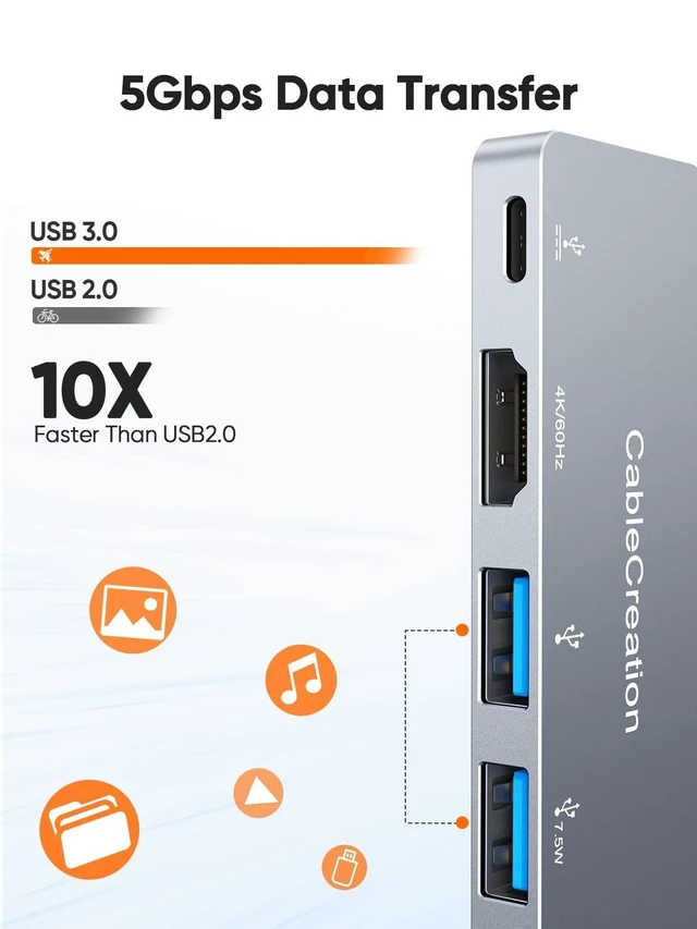 Alt view image 10 of 10 - iPad Pro USB C Hub, CableCreation 5 in 1 Microsoft Surface USB C Hub Adapter with 4K HDMI, 3.5mm Headphone Jack, USBC 100W PD Charging 5Gbps USB, iPad Headphone Adapter Multiport for iPad