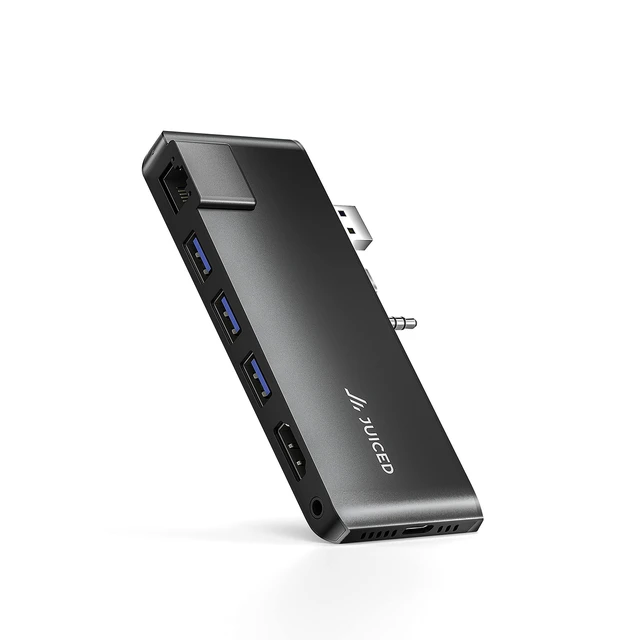 Alt view image 8 of 10 - ImpactHUB - Surface Laptop 5 | 4 | 3 | GO - Multiport Utility Adapter - 3X USB-A 10Gbps Ports | 4K HDMI | 4K USB-C Display Alt Mode | AUX/MIC | Gigabit Ethernet Adapter 10/100/1000