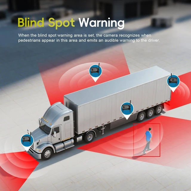 Alt view image 8 of 10 - Wireless Backup Camera for Trucks, RV Backup Camera Wireless with 7" HD Monitor 4 Channels Split Screen, BSD Alert, IP68 Waterproof,IR Night Vision Wide Angle, DIY Guide Lines, Loop Recording