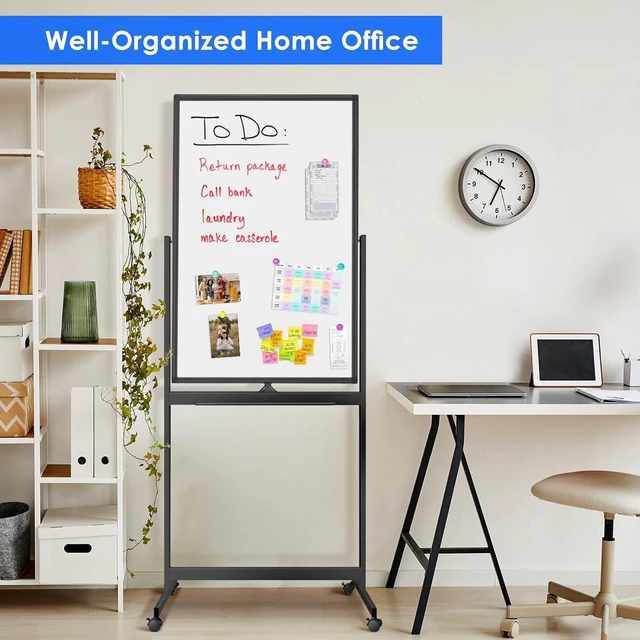 Alt view image 10 of 14 - Magnetic Mobile White Board, 40 x 24 Double Sided Dry Erase Board Rolling Whiteboard, Aluminum Frame Standing Whiteboard on Wheels for Home Office Classroom (40 x 24 Black)