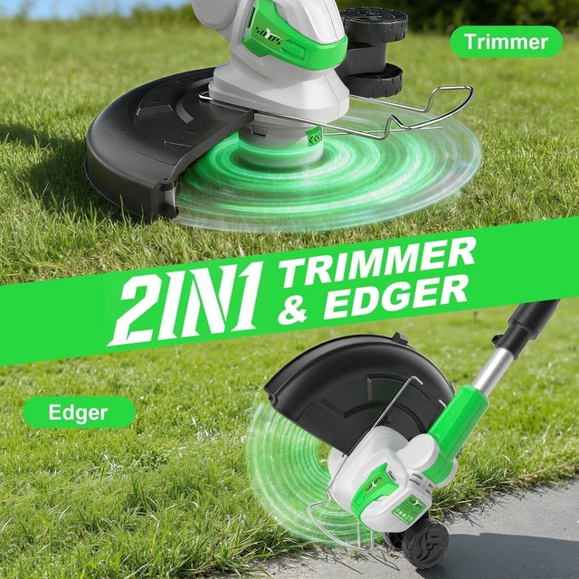 Alt view image 9 of 14 - 12 Inch Electric Weed Wacker Cordless, 2 in 1 Cordless String Trimmer and Edger with Auto Line Feed, 20V Weed Wacker Battery Operated for Garden, Yard with 2 X 2.0 Ah Battery & Charger