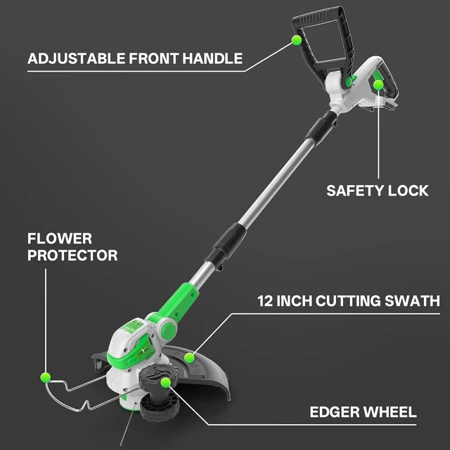 Alt view image 14 of 14 - 12 Inch Electric Weed Wacker Cordless, 2 in 1 Cordless String Trimmer and Edger with Auto Line Feed, 20V Weed Wacker Battery Operated for Garden, Yard with 2 X 2.0 Ah Battery & Charger