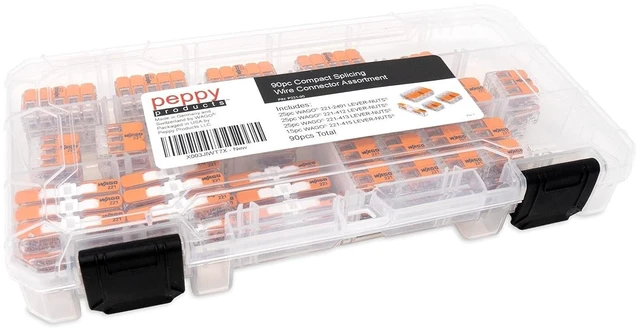 Alt view image 12 of 14 - WAGO 221 Lever Nuts 90pc Compact Splicing Wire Connector Assortment with Case. Includes 221-2401, 221-412, 221-413, 221-415