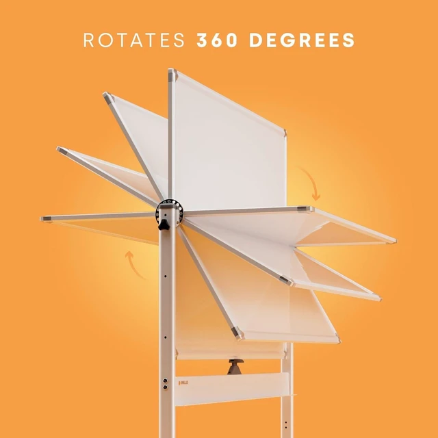 Alt view image 14 of 14 - Rolling Dry Erase Board 48 x 36 - Large Portable Magnetic Whiteboard with Stand - Double Sided Easel Style Whiteboard with Wheels - Mobile Standing White Board for Office, Classroom & Home