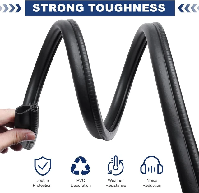 Alt view image 10 of 12 - Automotive Door Weather Stripping 50Ft Car Door Rubber Edge Trim Seal Strip Gasket with Side Car Door Seal for Car Bus Camper Boat RV Truck Doors
