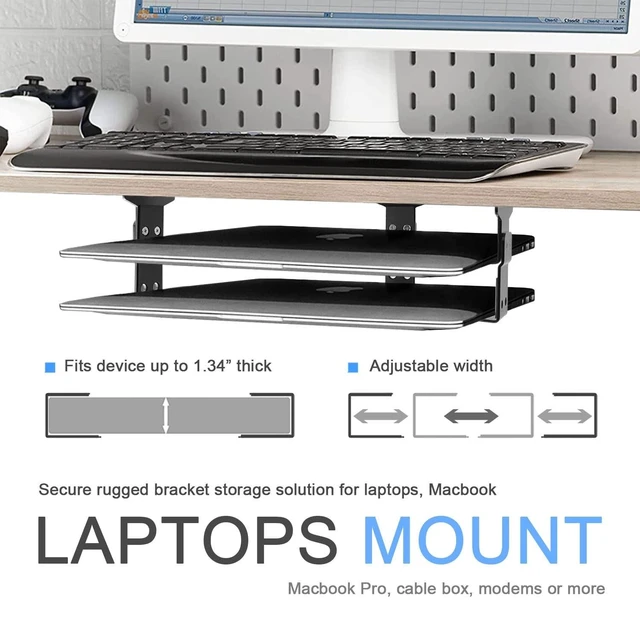 Alt view image 7 of 10 - IFCASE 2 Tier Under Desk Laptop Mount, Double Decker Metal Under Desk Shelf Holder for Laptop, MacBook Pro, Keyboard with Anti-Scratch Silicone (Silver)