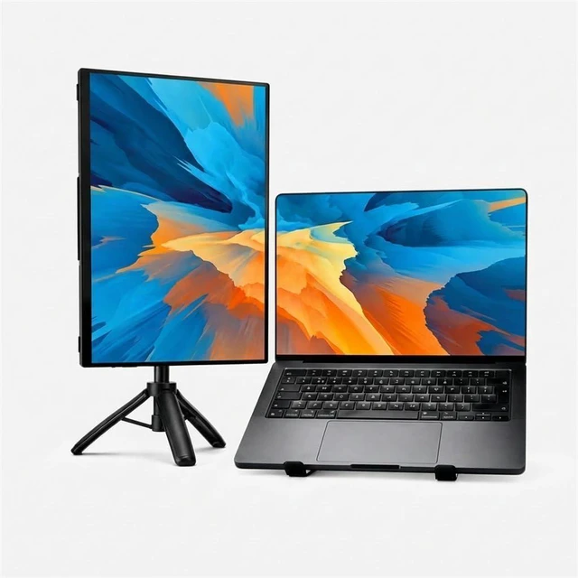 Alt view image 9 of 14 - Portable Travel Monitor Stand, Height Adjustable Magnetic Metal Tripod Mount for 15.6'' Portable Monitor, Foldable Vertical Screen Holder Fits 4.7-18.5'' Monitors & Tablets/Smartphones
