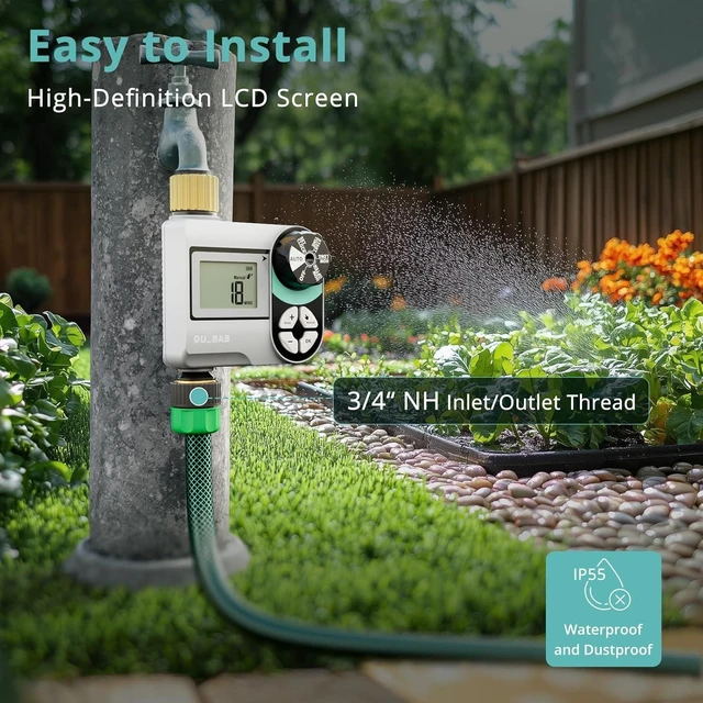 Alt view image 14 of 14 - Brass Sprinkler Timer 2 Pack, Programmable Water Hose Timer for Garden Hose Faucet with Waterproof HD Screen, Rain Delay/Manual/Automatic Irrigation Watering System for Garden, Lawn, Yard