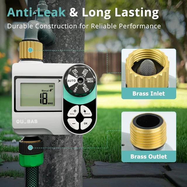Alt view image 13 of 14 - Brass Sprinkler Timer 2 Pack, Programmable Water Hose Timer for Garden Hose Faucet with Waterproof HD Screen, Rain Delay/Manual/Automatic Irrigation Watering System for Garden, Lawn, Yard