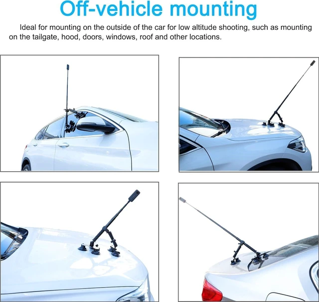 Alt view image 8 of 12 - Suction Car Mount for Insta360 x5,x4, x3, x2, x,One RS,R Compatible with GoPro Max Camera 5 in 1 Suction Mount Kit for Action Cameras (Includes 44.9-inch Selfie Stick)